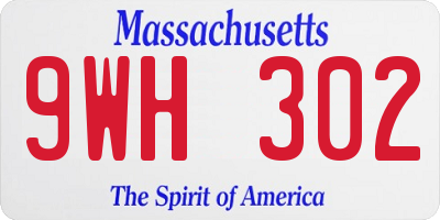 MA license plate 9WH302