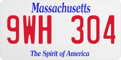 MA license plate 9WH304