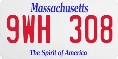MA license plate 9WH308