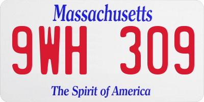 MA license plate 9WH309