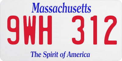 MA license plate 9WH312