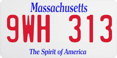 MA license plate 9WH313