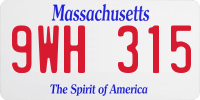 MA license plate 9WH315