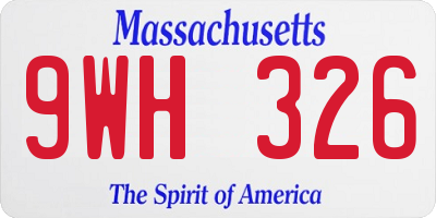 MA license plate 9WH326