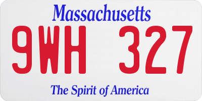 MA license plate 9WH327
