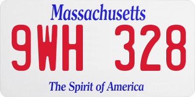 MA license plate 9WH328