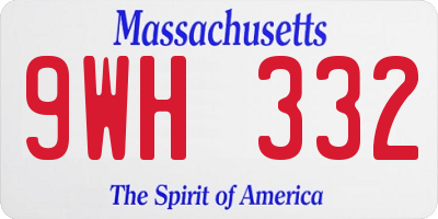 MA license plate 9WH332