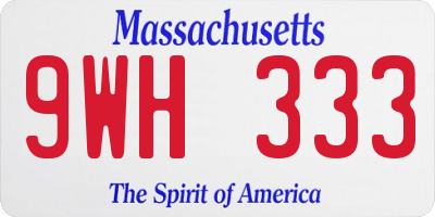 MA license plate 9WH333
