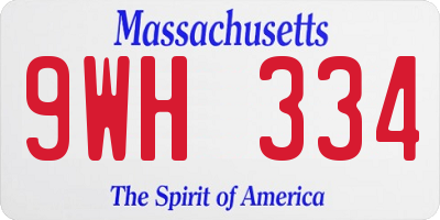 MA license plate 9WH334