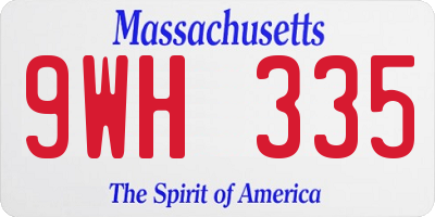 MA license plate 9WH335