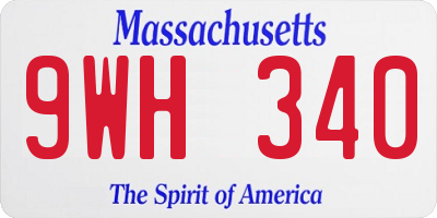 MA license plate 9WH340
