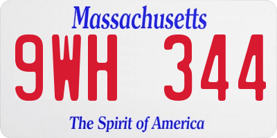 MA license plate 9WH344