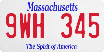 MA license plate 9WH345