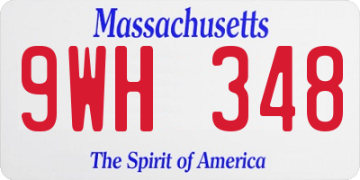 MA license plate 9WH348