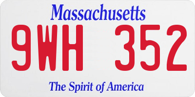 MA license plate 9WH352