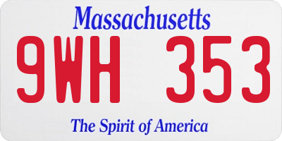 MA license plate 9WH353