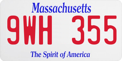 MA license plate 9WH355