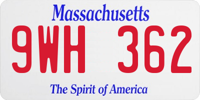 MA license plate 9WH362