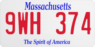 MA license plate 9WH374
