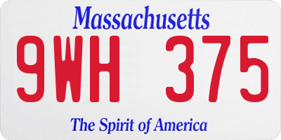MA license plate 9WH375