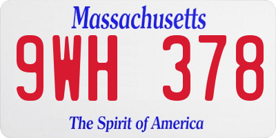 MA license plate 9WH378