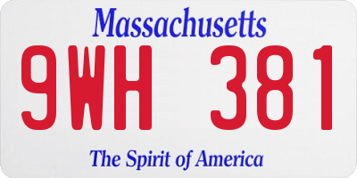 MA license plate 9WH381