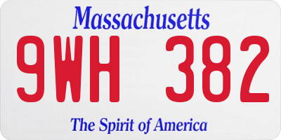 MA license plate 9WH382