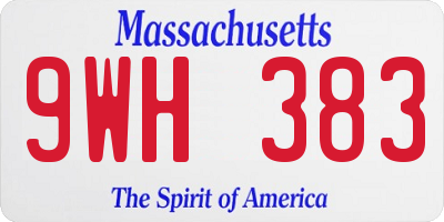 MA license plate 9WH383