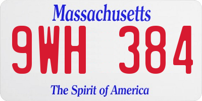 MA license plate 9WH384
