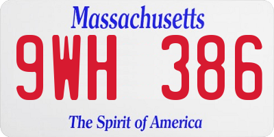 MA license plate 9WH386