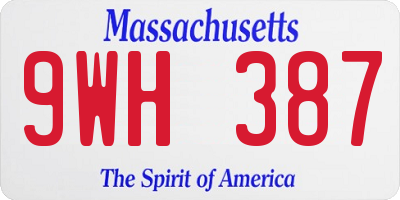 MA license plate 9WH387