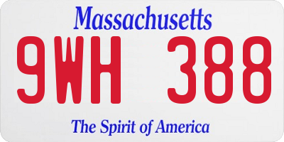MA license plate 9WH388