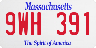 MA license plate 9WH391