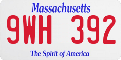 MA license plate 9WH392