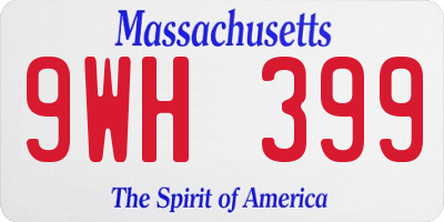 MA license plate 9WH399