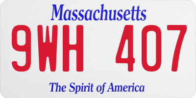 MA license plate 9WH407
