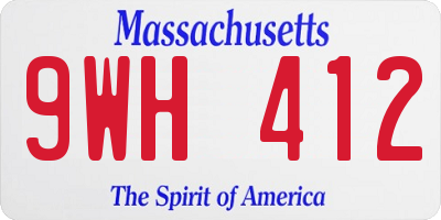MA license plate 9WH412