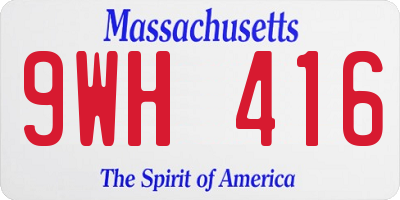 MA license plate 9WH416