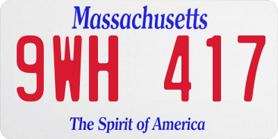 MA license plate 9WH417