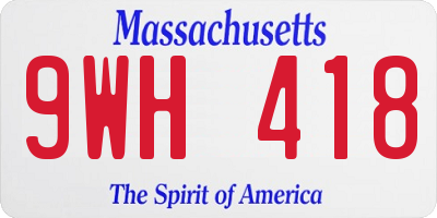 MA license plate 9WH418