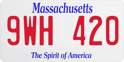 MA license plate 9WH420