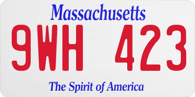 MA license plate 9WH423