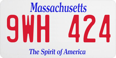 MA license plate 9WH424