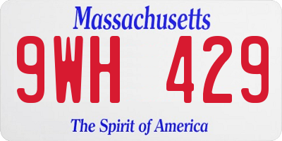 MA license plate 9WH429