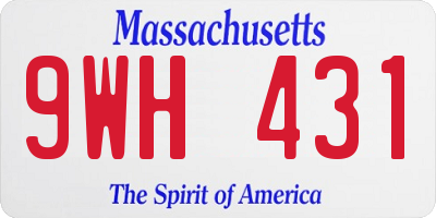 MA license plate 9WH431