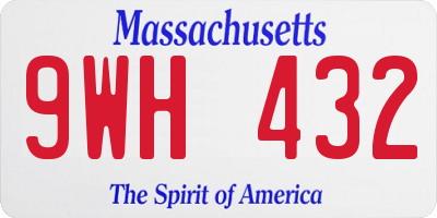 MA license plate 9WH432