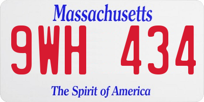 MA license plate 9WH434