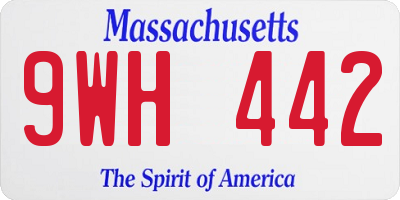 MA license plate 9WH442