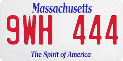 MA license plate 9WH444