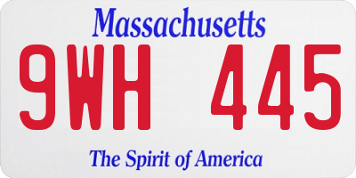 MA license plate 9WH445